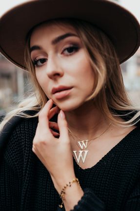 Susetti Srebrny Naszyjnik Pozłacany Literka K 0,8cm Mała - zdjęcie 2