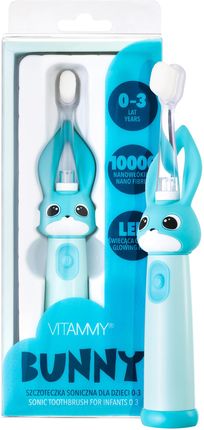 Szczoteczka elektryczna VITAMMY BUNNY LIGHT BLUE dla dzieci 0-3 lata ze światełkiem LED i nanowłóknami