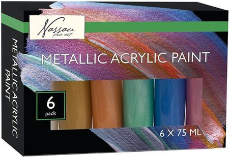 Grafix Akrylowe Farby Metaliczne 6X75Ml. W Pudełku