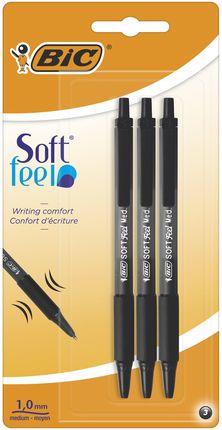 Długopis Soft Feel Bic Czarny Blister 3Szt.