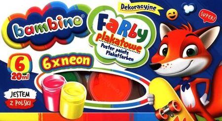 Farby Plakatowe Bambino 6 Kolorów 20Ml Neon