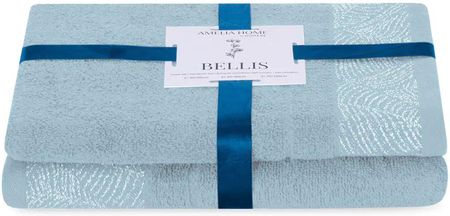 Ameliahome Komplet Ręczników Bawełnianych Bellis 50X90 + 70X130 Błękitny 90603