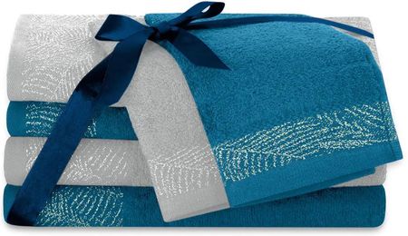Ameliahome Komplet Ręczników Bawełnianych Bellis 2 30X50 + 50X90 70X130 Niebieski 90641