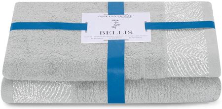 Ameliahome Komplet Ręczników Bawełnianych Bellis 50X90 + 70X130 Szary 90646