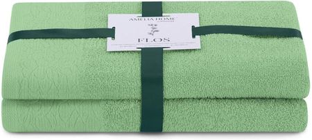 Ameliahome Komplet Ręczników Bawełnianych Flos 50X90 + 70X130 Zielony 90672