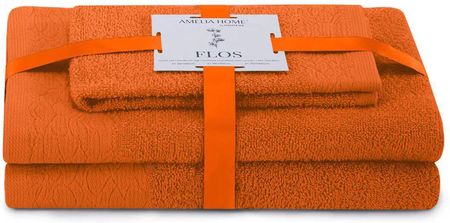Ameliahome Komplet Ręczników Bawełnianych Flos 30X50 + 50X90 70X130 Rudy 90686