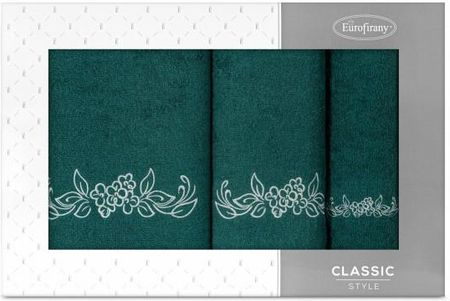 Eurofirany Komplet Ręczników 3 Szt W Pudełku Clavia Zielony Srebrny 30X50+50X90+70X140 24699