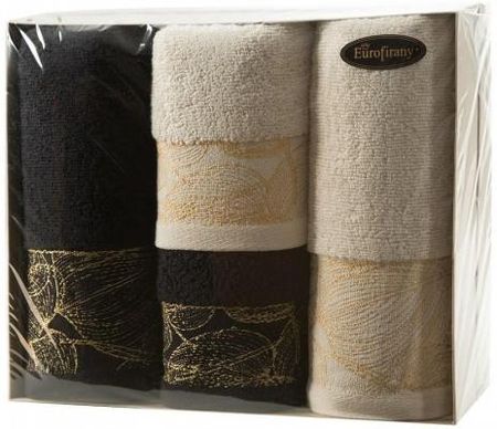 Eurofirany Komplet Ręczników 4 Cz Beżowy Czarny 2X50X90+2X70X140 24570