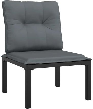 Krzesło Ogrodowe Z Poduszkami Czarno-Szare Polirattan