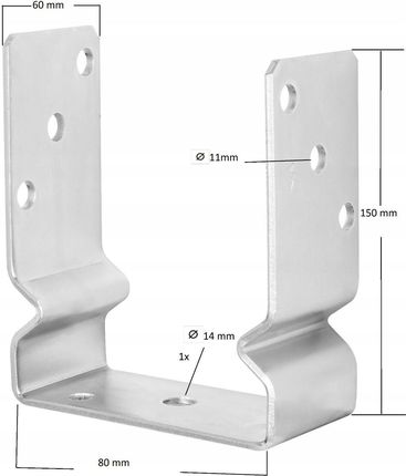 Uz 80 Podstawa Słupa Z Przetłoczniem 80X60X4mm - zdjęcie 2