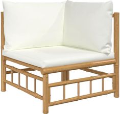 Zdjęcie Ogrodowa Sofa Narożna Kremowe Poduszki Bambus - Żukowo