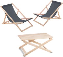 Zdjęcie Zestaw Dwa Lezaki Szare Stolik Złozone - Chrzanów