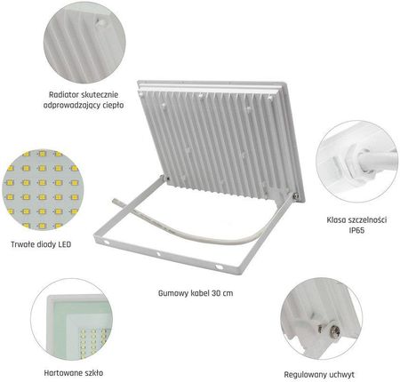 Noctis Lux 3 Naświetlacz 50W Cw 230V Ip65 180X140X27Mm Biały - zdjęcie 4