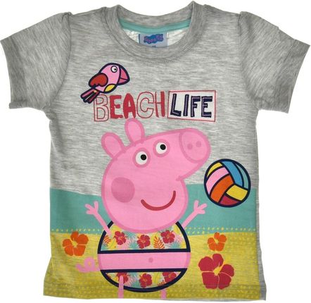 T-shirt dziecięcy Świnka Peppa na plaży Szara