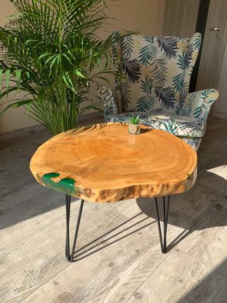 Stolik kawowy plaster drewna / stolik drewniany / żywica epoksydowa