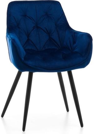 Home-Design Krzesło Siena Tapicerowane Pikowane Welurowe Granatowe