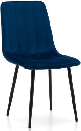 Home-Design Krzesło Gela Nowoczesne Tapicerowane Pikowane Welur Niebieski