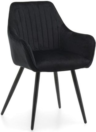 Home-Design Krzesło Passo Tapicerowane Pikowane Welurowe Czarne