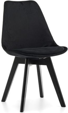 Home-Design Krzesło Dublin Skandynawskie Welur Czarny Czarne Nogi