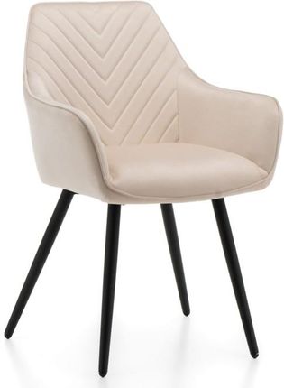Home-Design Krzesło Vasto Tapicerowane Pikowane Welurowe Beżowe