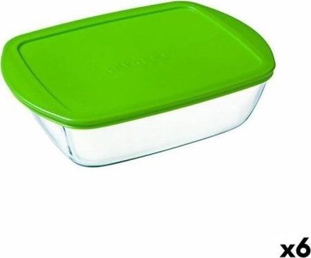 Pyrex Prostokątne Pudełko Na Lunch Z Pokrywką Cook & Store Kolor Zielony 1,1L 23X15X7Cm Silikon Szkło 6Szt.