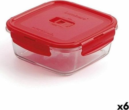 Luminarc Hermetyczne Pudełko Na Lunch Pure Box Czerwony 1,22L Szkło 6Szt.
