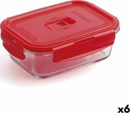 Luminarc Hermetyczne Pudełko Na Lunch Pure Box 19X13Cm Czerwony 1,22L Szkło 6Szt.