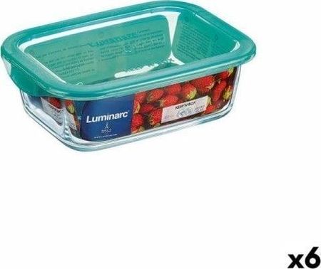 Luminarc Prostokątne Pudełko Na Lunch Z Pokrywką Keep'N Lagon Turkusowy 1,97L 22X15,6X7,2Cm Szkło 6Szt.