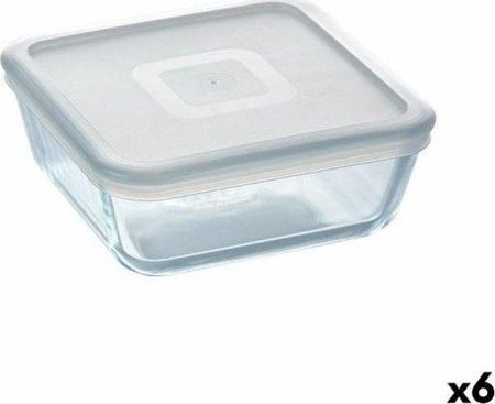 Pyrex Kwadratowe Pudełko Na Lunch Z Pokrywką Cook & Freeze 850Ml 14X14Cm Przezroczysty Silikon Szkło 6Szt.