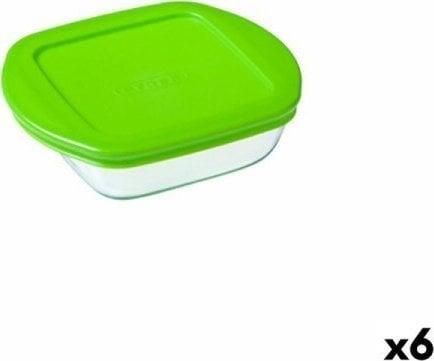 Pyrex Kwadratowe Pudełko Na Lunch Z Pokrywką Cook & Store Kolor Zielony 1L 20X17X5,5Cm Silikon Szkło 6Szt.