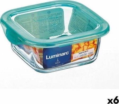 Luminarc Kwadratowe Pudełko Na Lunch Z Pokrywką Keep'N Lagon 15,6X6,6Cm Turkusowy 1,22L Szkło 6Szt.