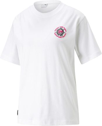 Damska Koszulka z krótkim rękawem Puma Downtown Relaxed Graphic Tee 53836202 – Biały