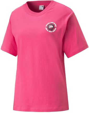 Damska Koszulka z krótkim rękawem Puma Downtown Relaxed Graphic Tee 53836225 – Różowy