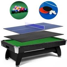 Zdjęcie Hop-Sport Stół bilardowy spływowy Vip Extra 7 FT czarno zielony z nakładką ping-pong blat - Lipiany