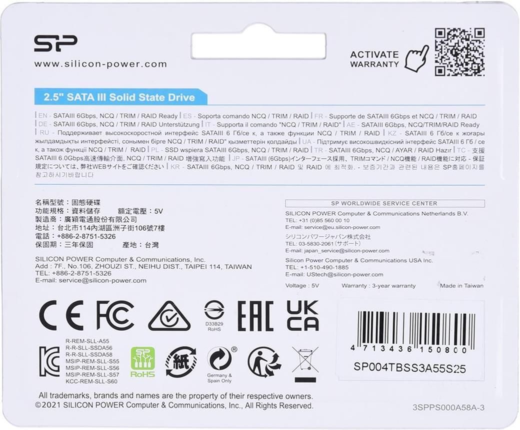 内蔵型SSD SP SATA SSD 4TB A55 Dysk SSD Silicon Power A55 4TB 2,5 SATA (SP004TBSS3A55S25