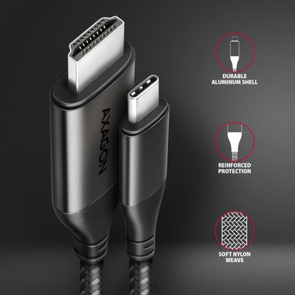 Axagon Rvc-Hi2Mc Adapter Usb-C -> Hdmi 2.0 4K/60Hz Aluminum, 1.8M Kabel - zdjęcie 4