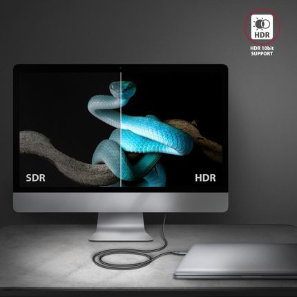 Axagon Rvc-Hi2Mc Adapter Usb-C -> Hdmi 2.0 4K/60Hz Aluminum, 1.8M Kabel - zdjęcie 6