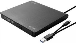 Savio Nagrywarka Dvd-Rw Ak-59 Zewnętrzna Slim Usb-C/Usb-A (AK59)