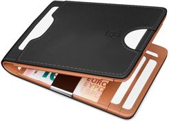 James Hawk Smart Wallet Camel - Portfel w kolorze czarnym z brązowym wnętrzem