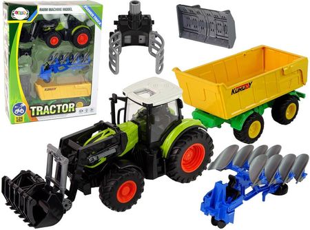 Leantoys Zestaw Traktor Maszyny Rolnicze Naczepa Światło Dźwięk 6 Elem