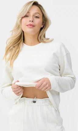 Damska bluza dresowa nierozpinana bez kaptura Calvin Klein Sweaters 00GWS3W301 - biała