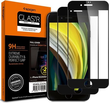 Spigen Szkło Hartowane Glass Fc 2 Pack Iphone 7 8 Se 2020 2022 Black