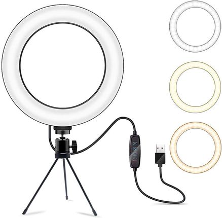 4Kom.Pl Lampa Pierścieniowa Led Ring Lamp 16Cm Stojak Tripod Oświetlenie Do Zdjęć Makijażu Selfie (5905601801276)