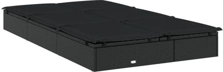 Leżaki 2 Szt. Czarne 201X55X20cm Polirattan - zdjęcie 2