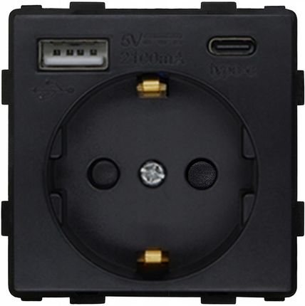 Gniazdko wkład 230Vczarne Ładowarka USB A C RTX SH