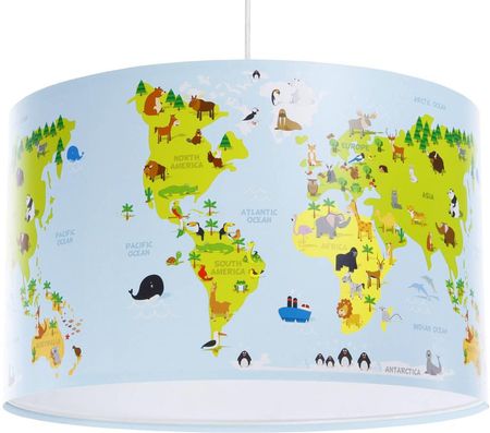 Lampa dla chłopca i dziewczynki Mapa Świata 60 cm