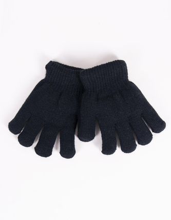 Rękawiczki chłopięce dwuwarstwowe pięciopalczaste czarne