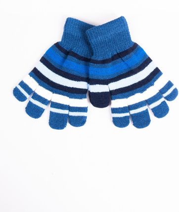 Rękawiczki dziecięce pięciopalczaste niebieskie w paski