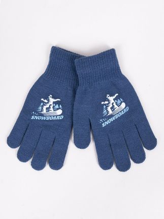 Rękawiczki chłopięce pięciopalczaste niebieskie SNOWBOARD