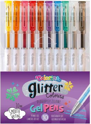 Colorino Zestaw Brokatowych Długopisów Żelowych 10 Kolorów